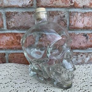 Crystal Head Vodka Empty Clear Glass Skull Halloween Decor Bottle Decanter